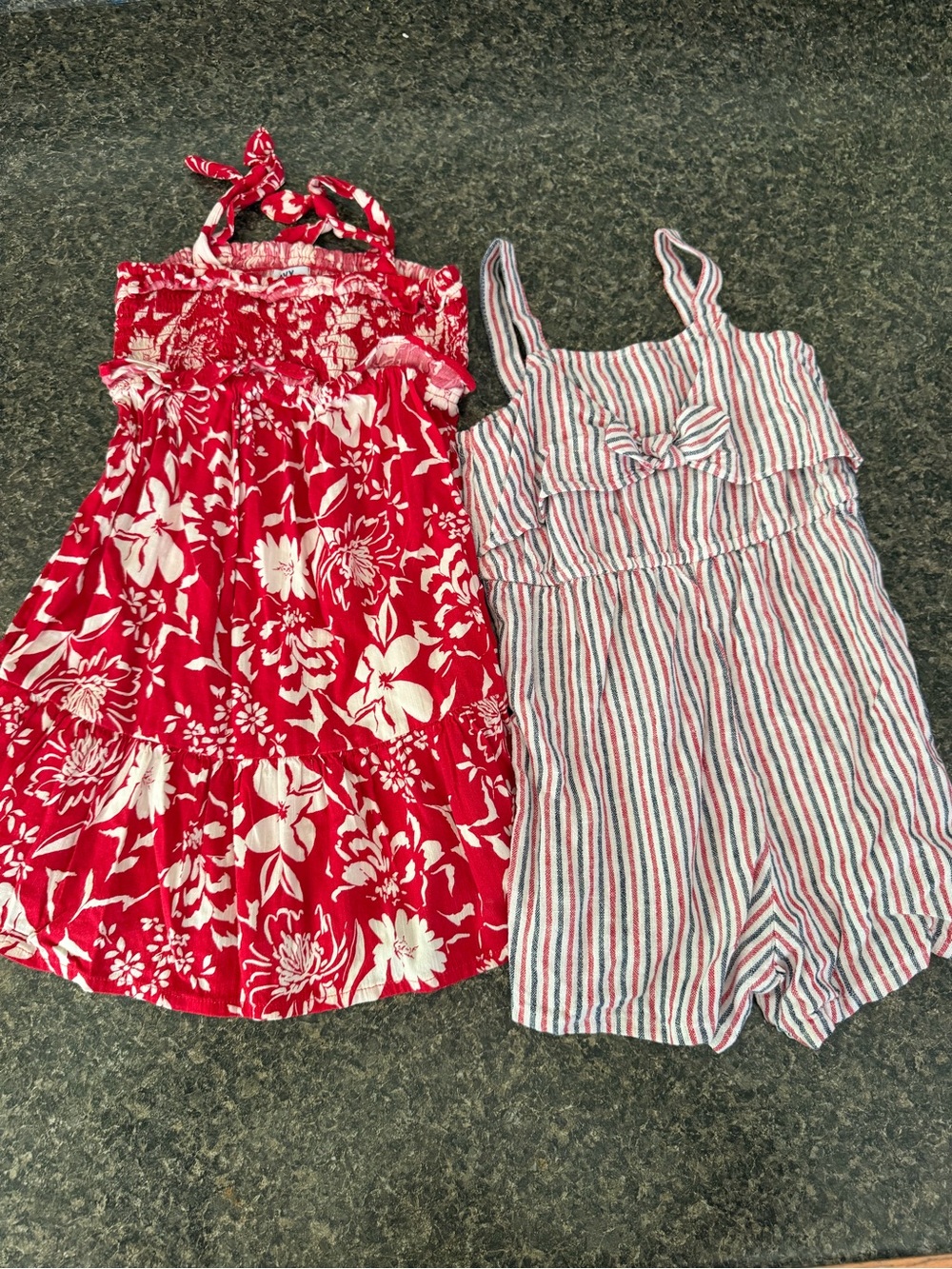 Old Navy Red Floral Sundress & Striped Romper Set